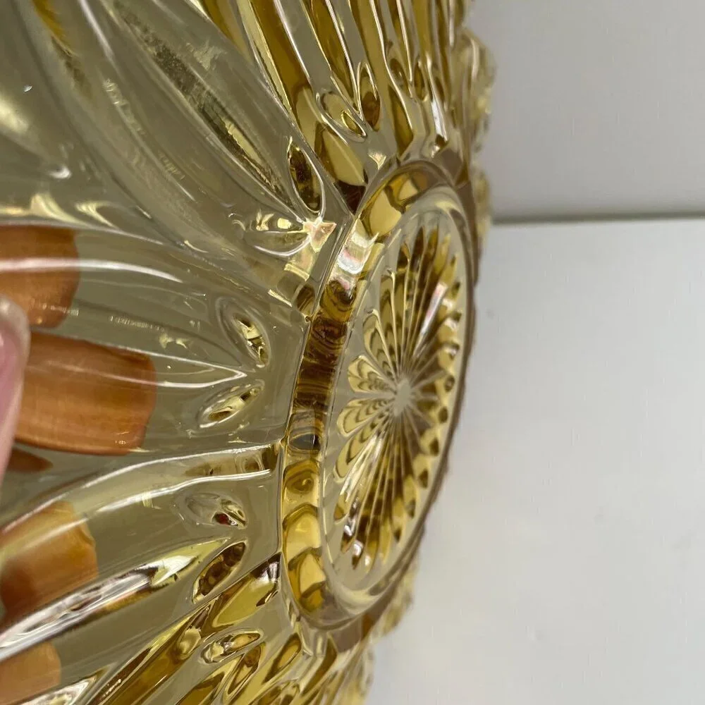 Vintage Federal Glass Petal Yellow Sunflower Pressed Glass 11.5